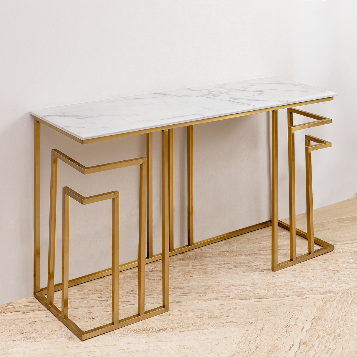 Zenith Grace Console Table For Home - Stainless Steel