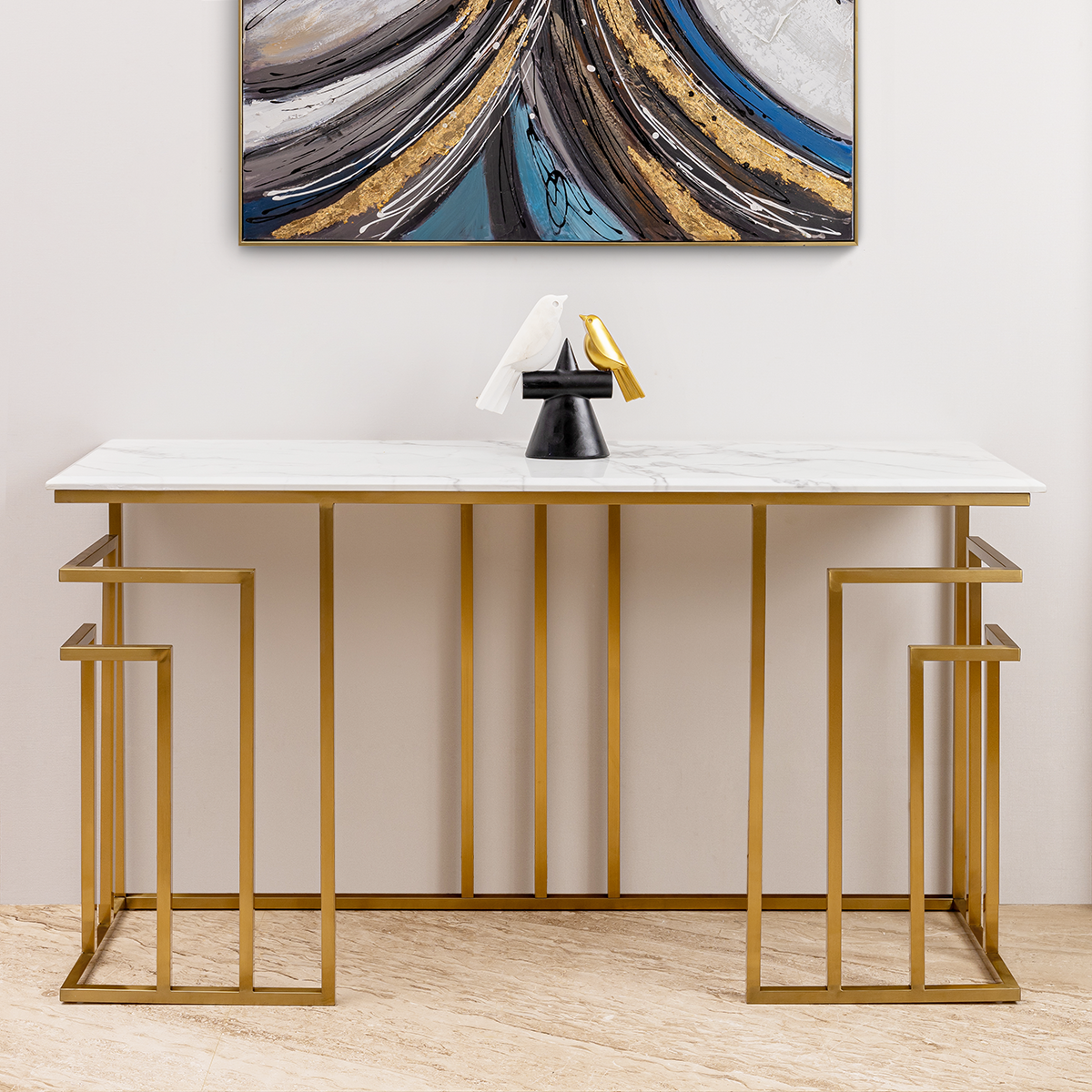 Zenith Grace Console Table For Home - Stainless Steel