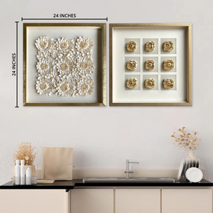 Blossoming Beauty Shadow Box & Golden Floral Haven Shadow Box - Pair