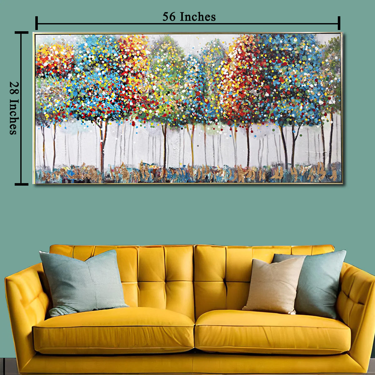 The Mystery Forest  100% Hand Painted Wall Painting (With outer Floater Frame)