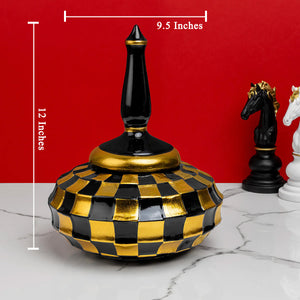 Checkered Glamour Decorative Ceramic Vase And Showpiece - SMALL