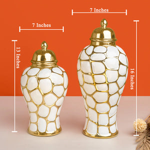 Calabria Ceramic Decorative Vase and Showpiece - Set Of 2