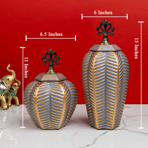 Opulent Oasis Decorative Vase and Showpiece - Set Of 2