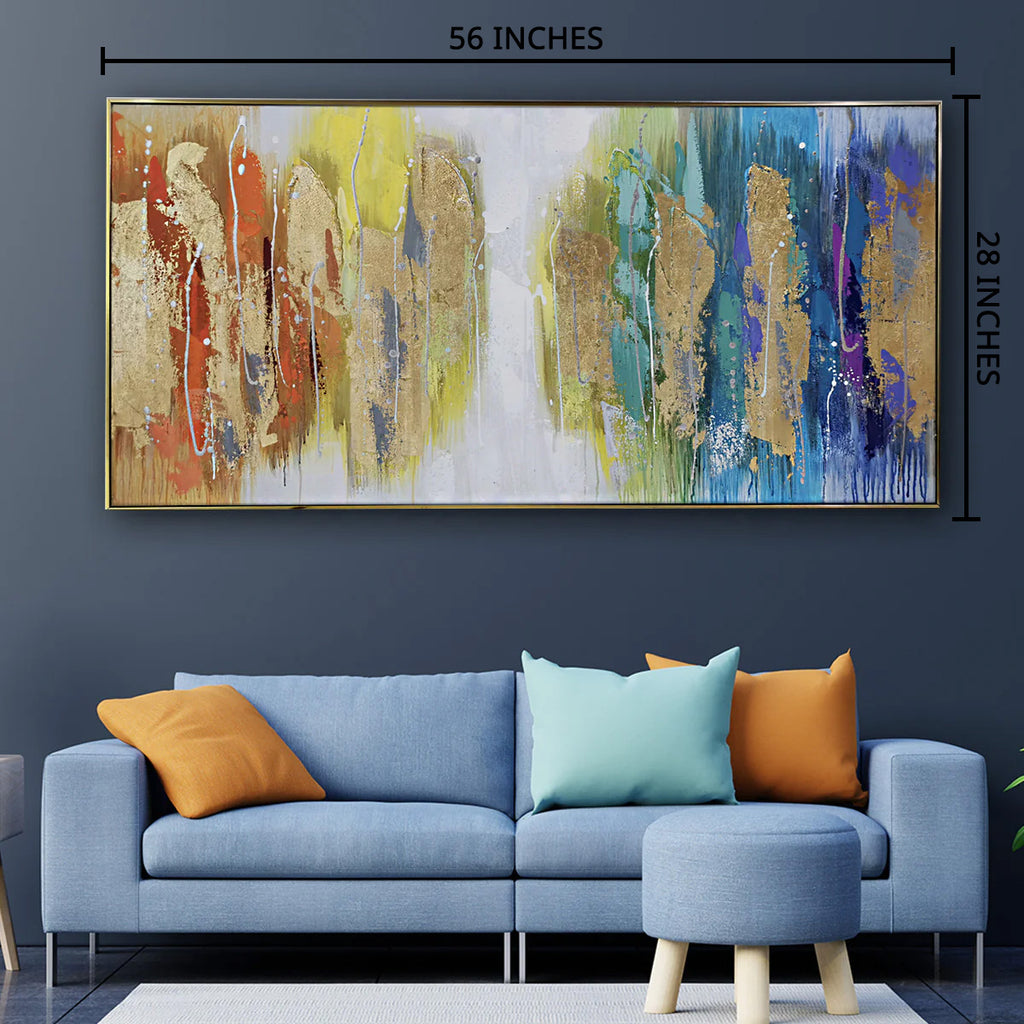 Its a Colourful World Abstract 100% Hand Painted Wall Paintings abstract & Wall Decoration Items (With Outer Floater Frame) (28 x 56 Inches)