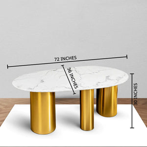 Modern Mesa Dining Table Gold - White Marble (Stainless Steel/Delhi Ncr only)