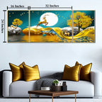Mystical Moonlight Set of 3 Framed Canvas Wall Art - Yellow