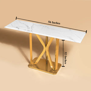 Solace Sanctuary Gold Marble Top Console Table (Stainless Steel)
