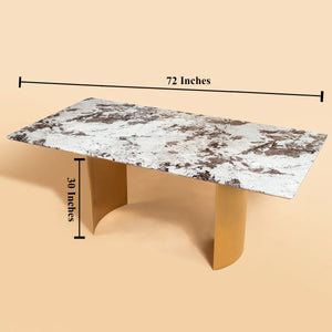 Luminary Junction Dining Table Gold - Brown Marble Top (Stainless Steel)