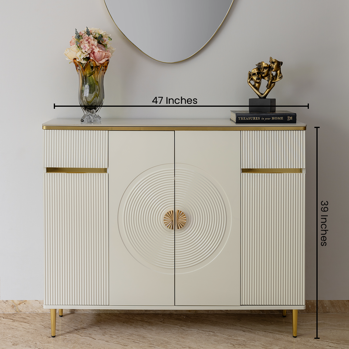 Snow Vortex Wooden Storage Cabinet and Console Table For Home & Crockery Storage Cabinet / Crockery Unit
