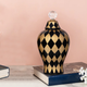 The London Checker Board Ceramic Decorative Vase - (Golden & Black) (Small)