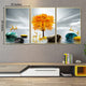 The Golden Glory Framed Canvas Wall Painting Set of 3