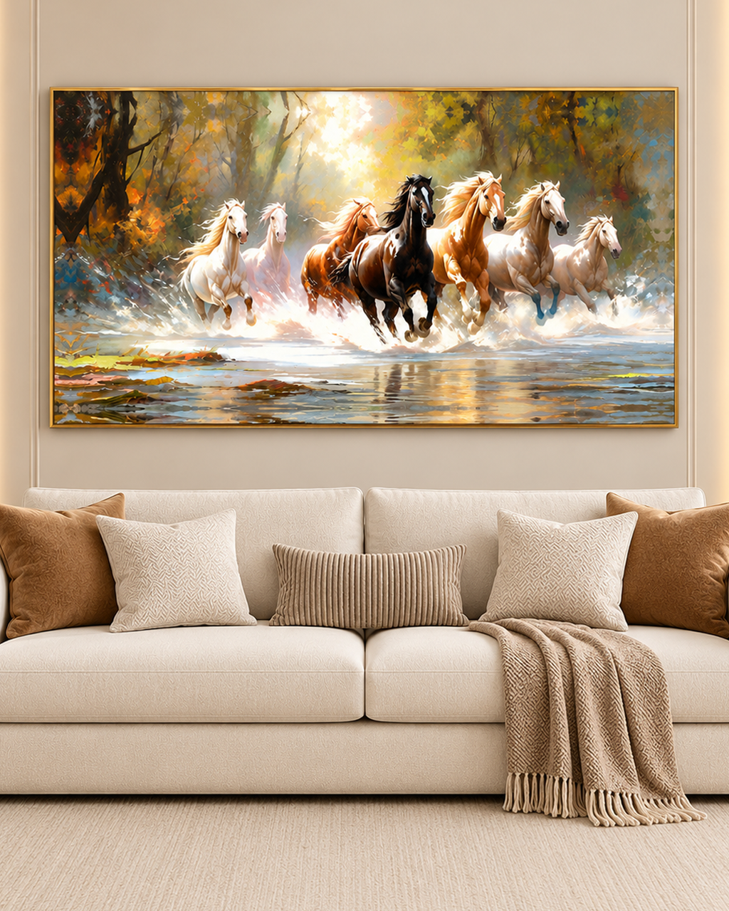 Strength of the Seven Running Horses Canvas Painting