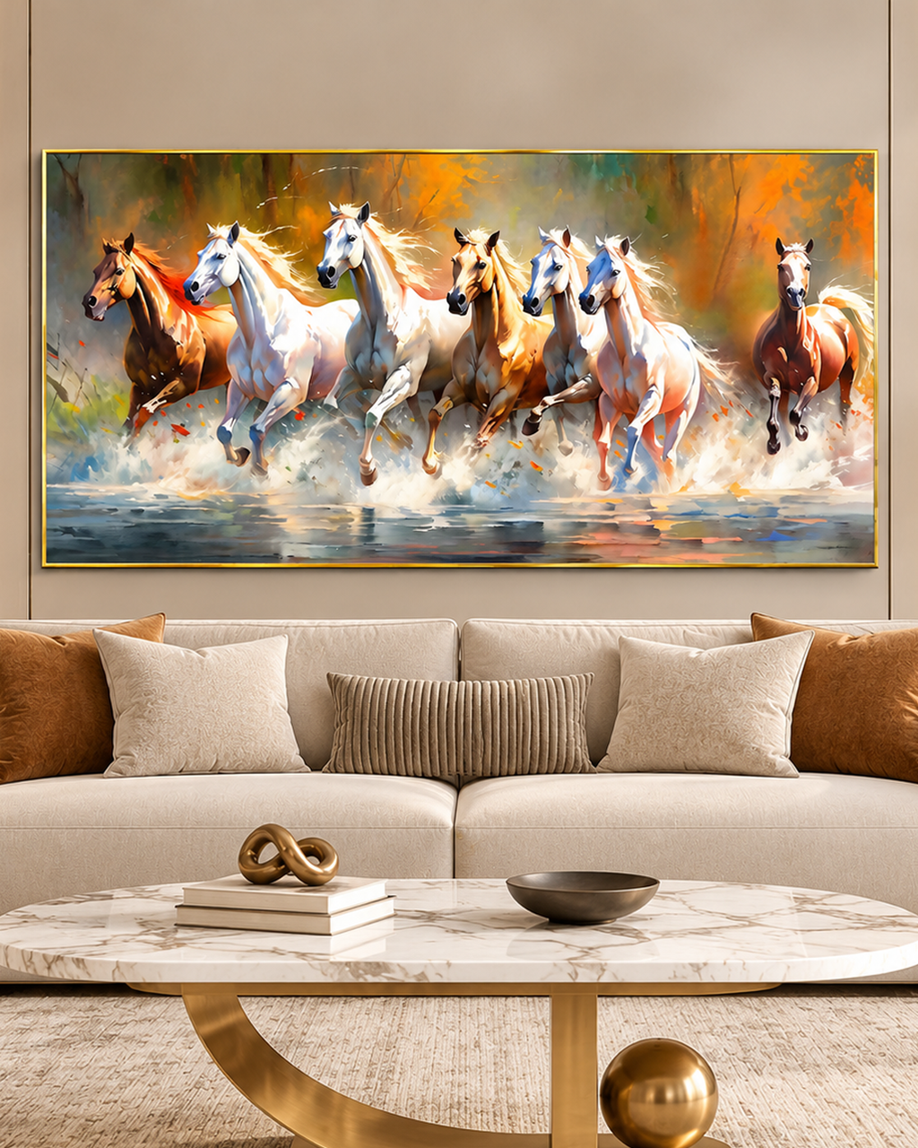 Seven Running Horses Whisper in the Wind Canvas Painting