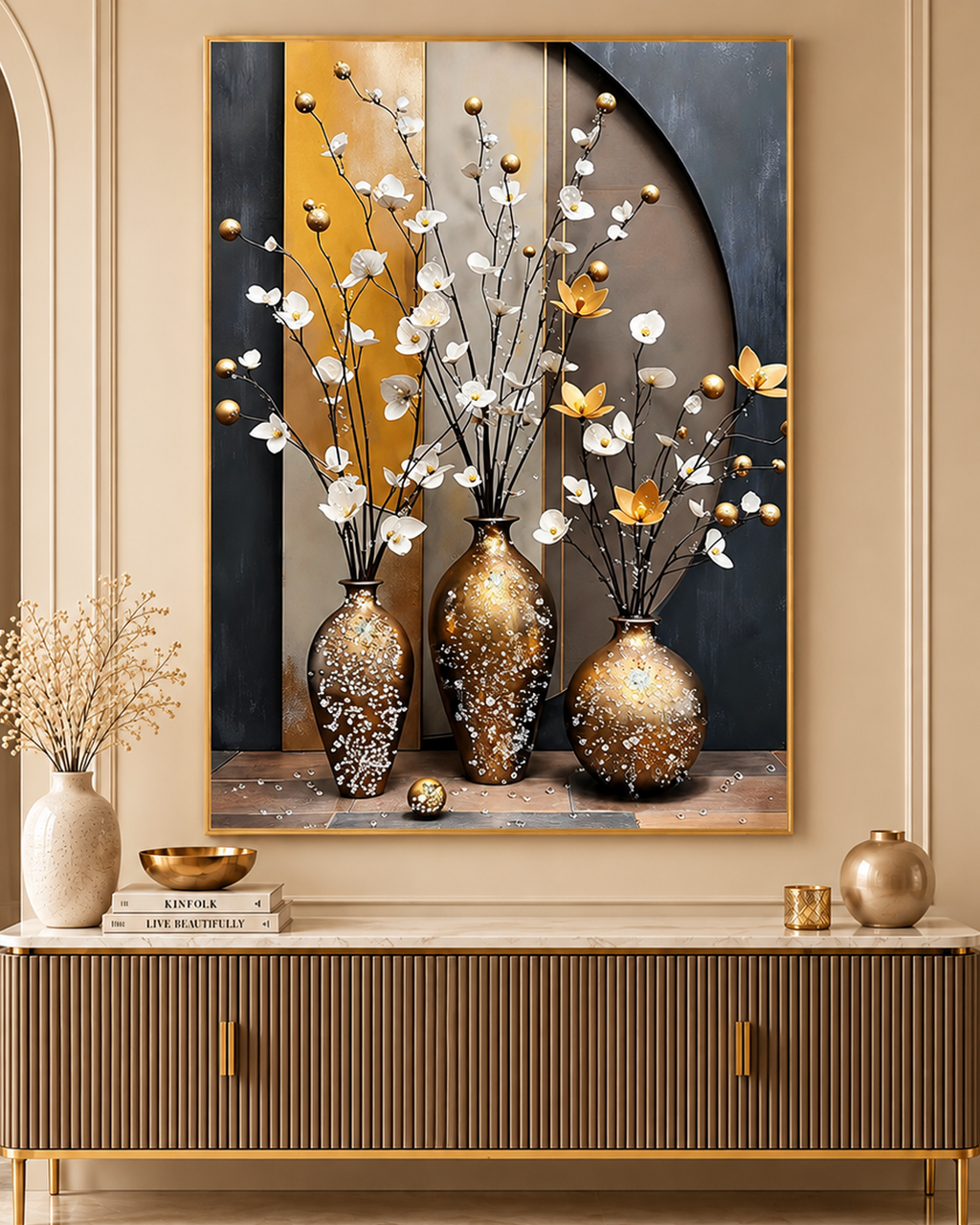 Opulent Vase Harmony Crystal Glass Decorative Wall painting Art