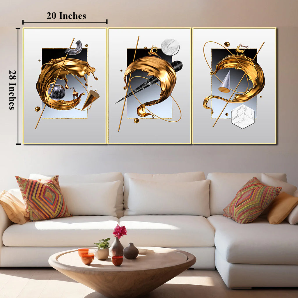 Contemporary Baroque Framed Canvas Print - Set of 3