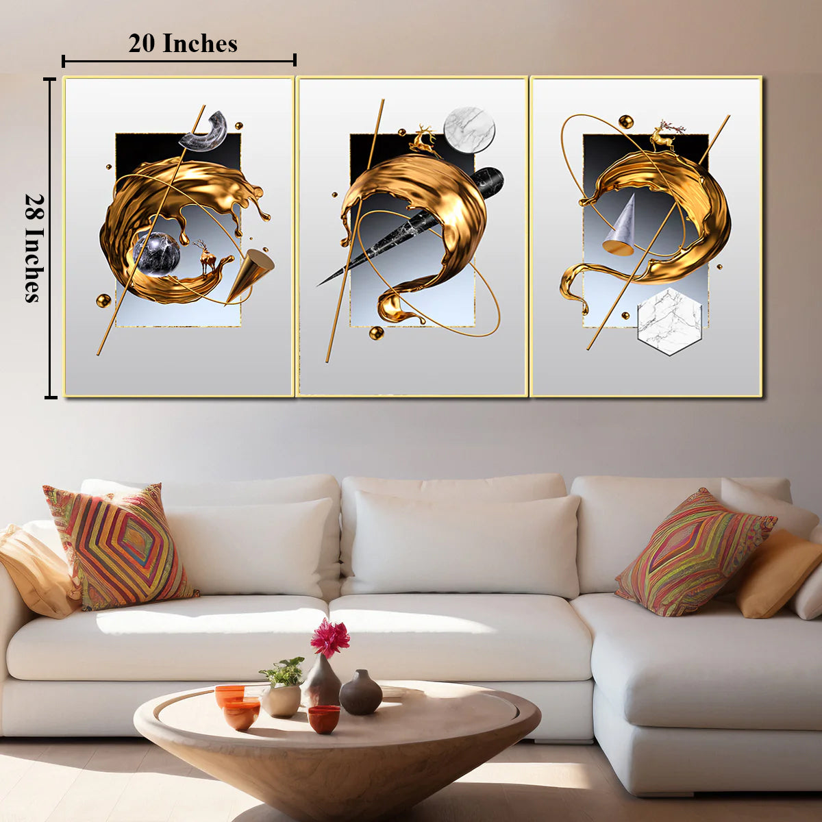 Contemporary Baroque Framed Canvas Print - Set of 3