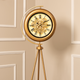 Golden Meridian Tripod Base Luxury Designer Standing Clock With Moving Gear Mechanism Buy Floor Clock Online (With Light and Remote) (Steel Body)