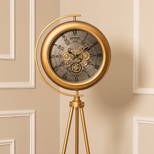 Milestone Marker Tripod Base Luxury Designer Floor Clock With Moving Gear Mechanism Buy Floor Clock Online (Steel Body) - White