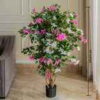 Vibrant Pink & White Bougainvillea Artificial plant - (5 Feet) (Natural Feel)