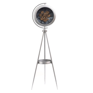 Polaris Mechanica Tripod Base Luxury Designer Standing Clock With Moving Gear Mechanism (Steel Body)