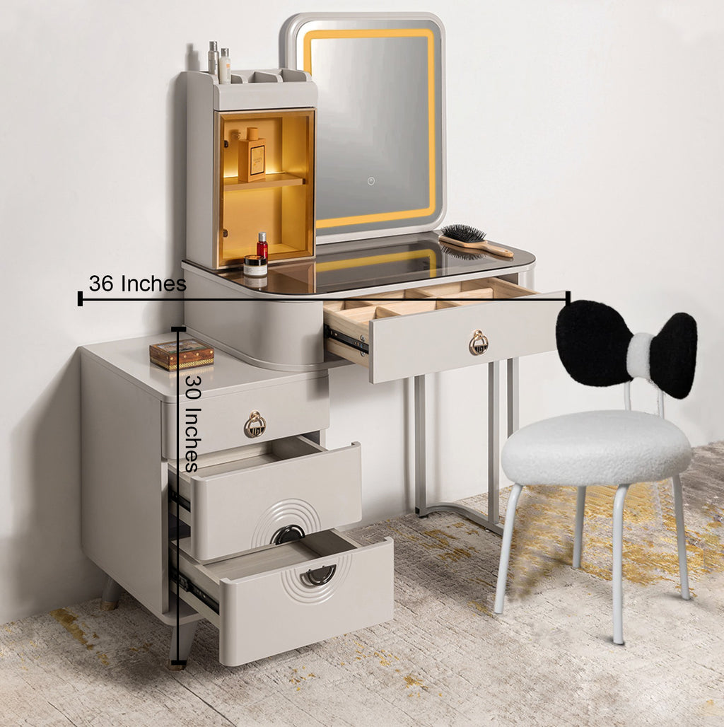 Golden Glamour  Dressing Table & Vanity Set With Mirror & Chair (N)