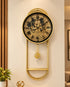 Phantom Dial Designer Silent Movement Pendulum Clock With Moving Gear Mechanism - Gold (Steel Body)