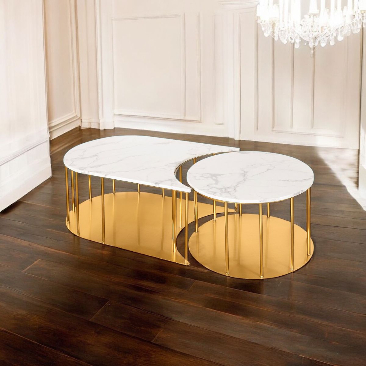 Aristocrat Aura Centre Table Design For Home - Set of 2 (Stainless Steel)