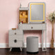 Golden Glamour  Dressing Table & Vanity Set With Mirror & Black Base Poof Chair