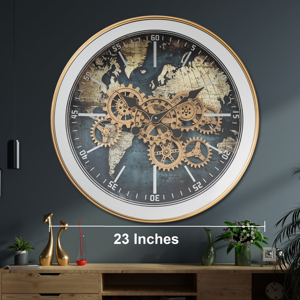 Prime Hour Luxury Designer Silent Movement Wall Clock For Living Room With Moving Gear Mechanism Buy Wall Clock Online - BIG (Steel Body)