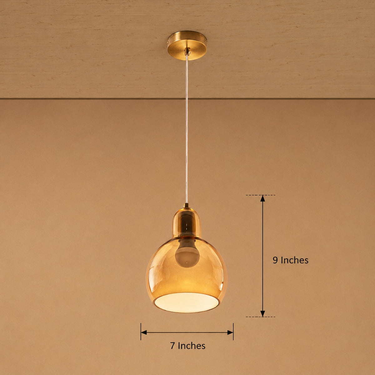 Lumera Globe Pendant Light For Living Room & Home Decoration item - Amber