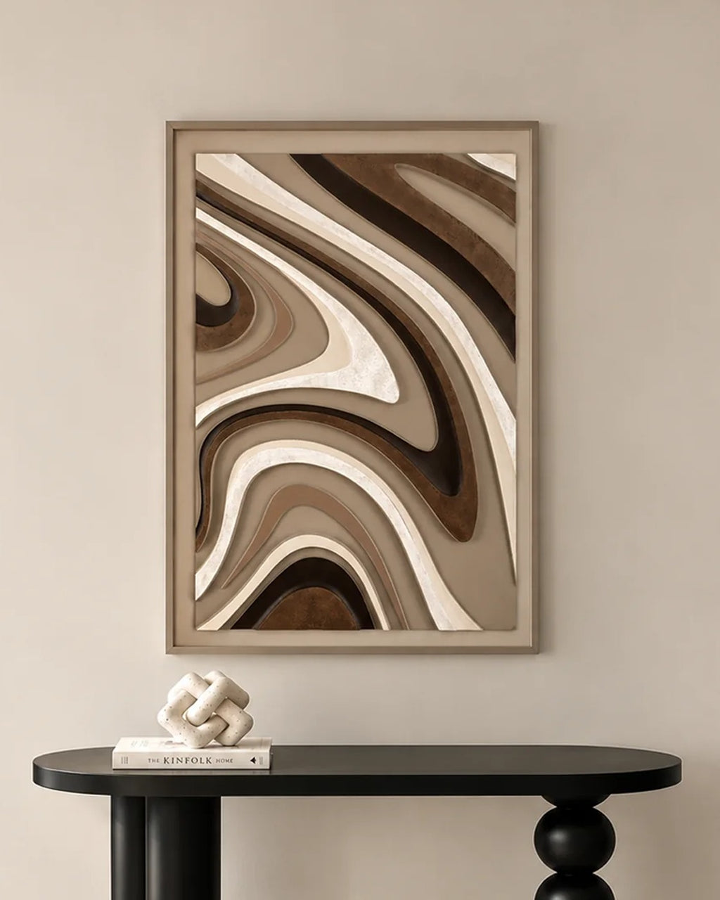 Earthbound Flow Hand painting for Home Wall (With Outer Floater Frame) (47x31.5 Inches)