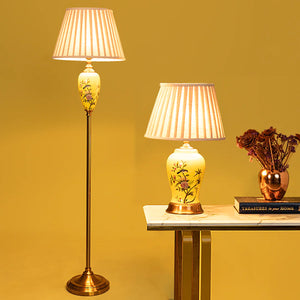 Zurich Modern Tall Floor & Lustrous Shine Living Room Table Lamp - Combo