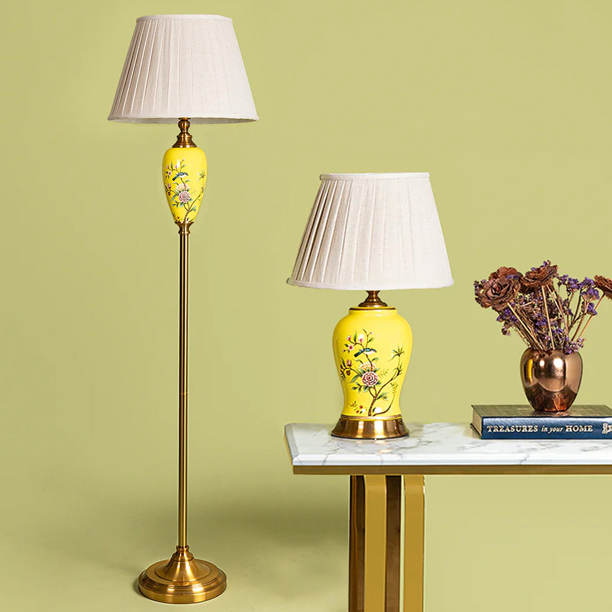 Zurich Modern Tall Floor & Lustrous Shine Living Room Table