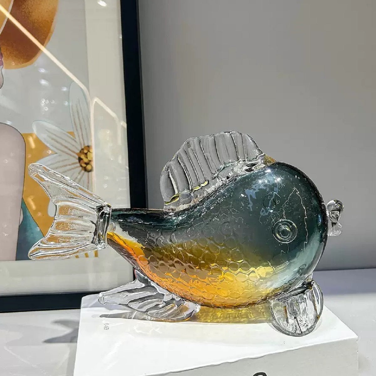 Marine Majesty Handblown Glass Fish Figurine & Decorative showpiece (N)