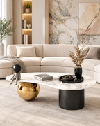 Retro Fusion Centre Table for Living Room (Stainless Steel) (Gray and Gold Finish)