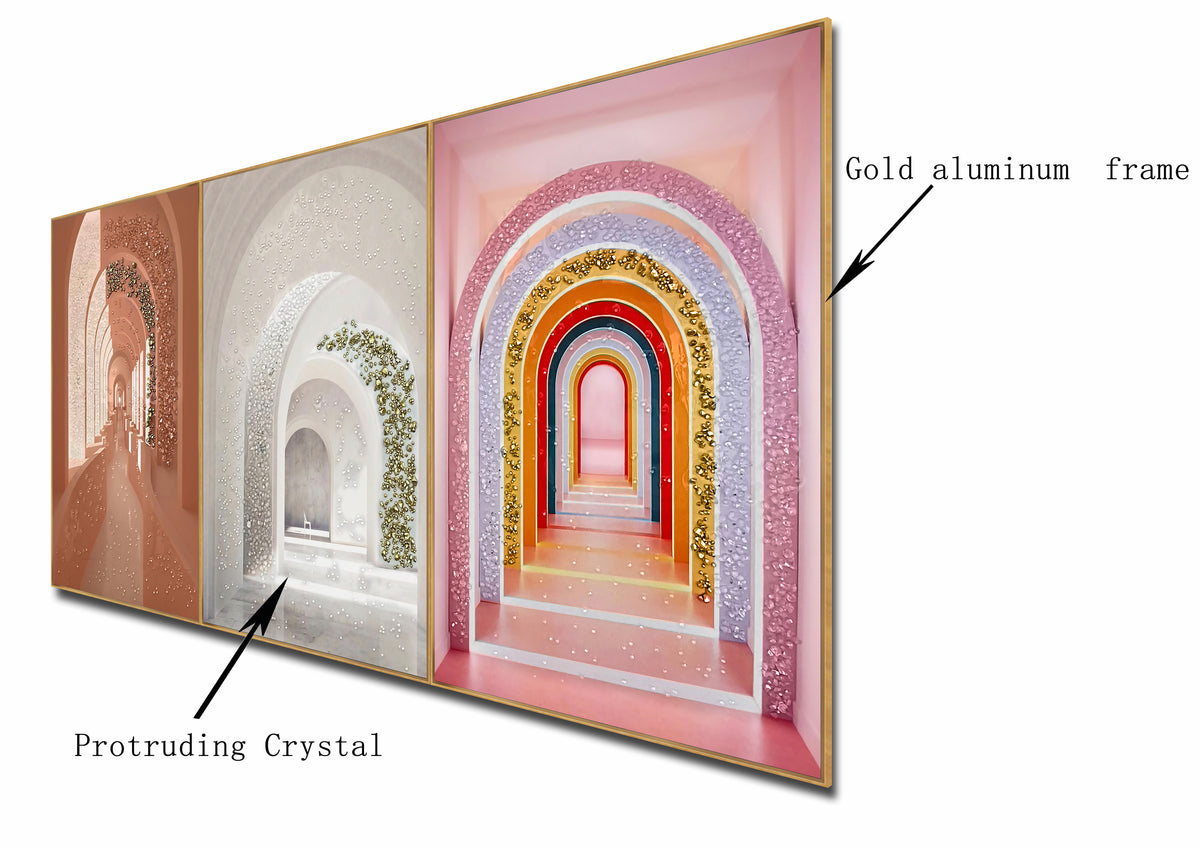 Unending Pathways Crystal Glass Painting  - Set Of 3 (N)