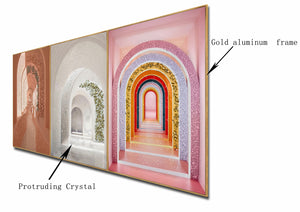 Unending Pathways Crystal Glass Painting  - Set Of 3 (N)
