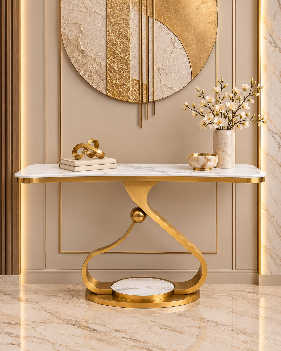 Aurelia Luxe Console Table For Home - Stainless Steel