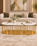 Aristocrat Aura Centre Table Design For Home - Set of 2 (Stainless Steel)
