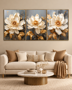 Tranquil Floral Tapestry Canvas Print - Set Of 3