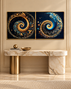 Celestial Night Home Crystal Glass Wall Paintings For Living Room - Set of 2