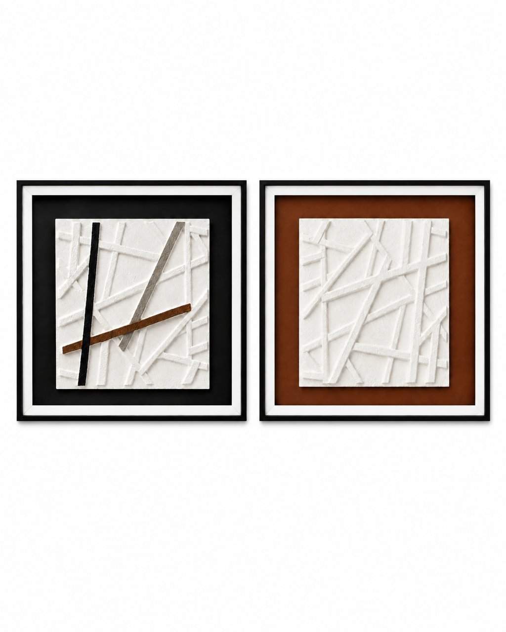 Geometric Layers & Linear Harmony Shadow Box for Wall Decoration & Wall Art -Set of 2