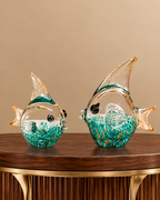 Aqua Symphony Handblown Glass Showpiece - Set of 2