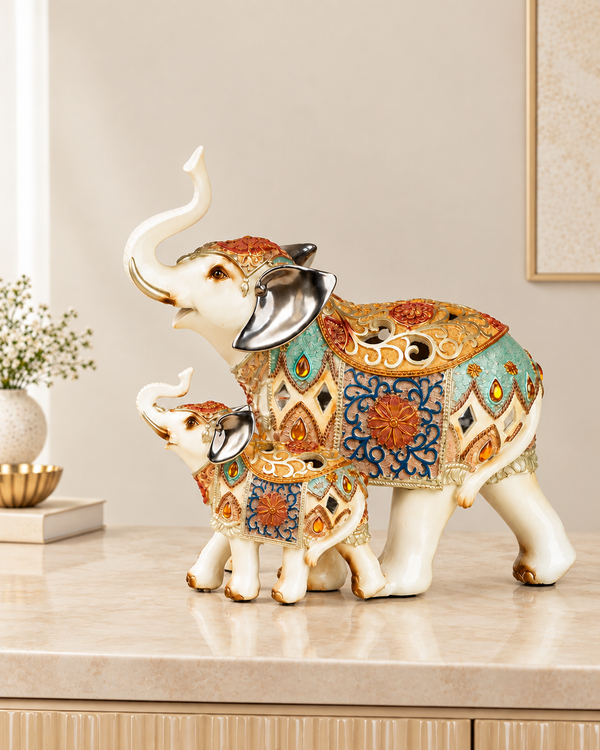 The Agra Royal Elephant Table Decoration Showpiece - Pair