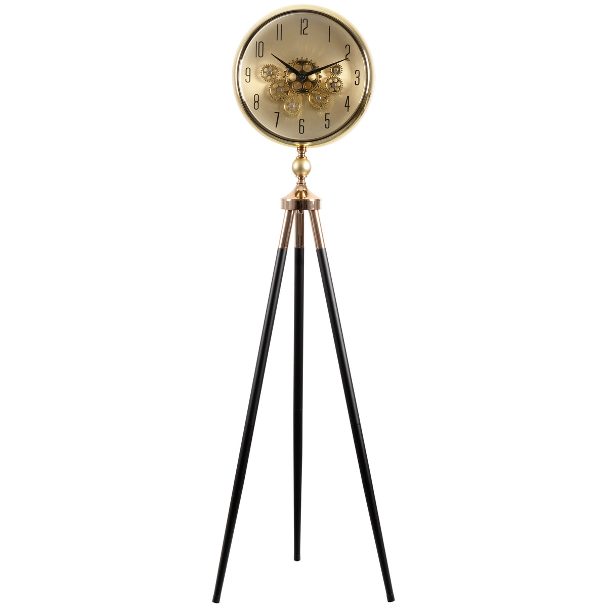 Momentum Dial Tripod Base Luxury Designer Clock With Moving Gear Mechanism