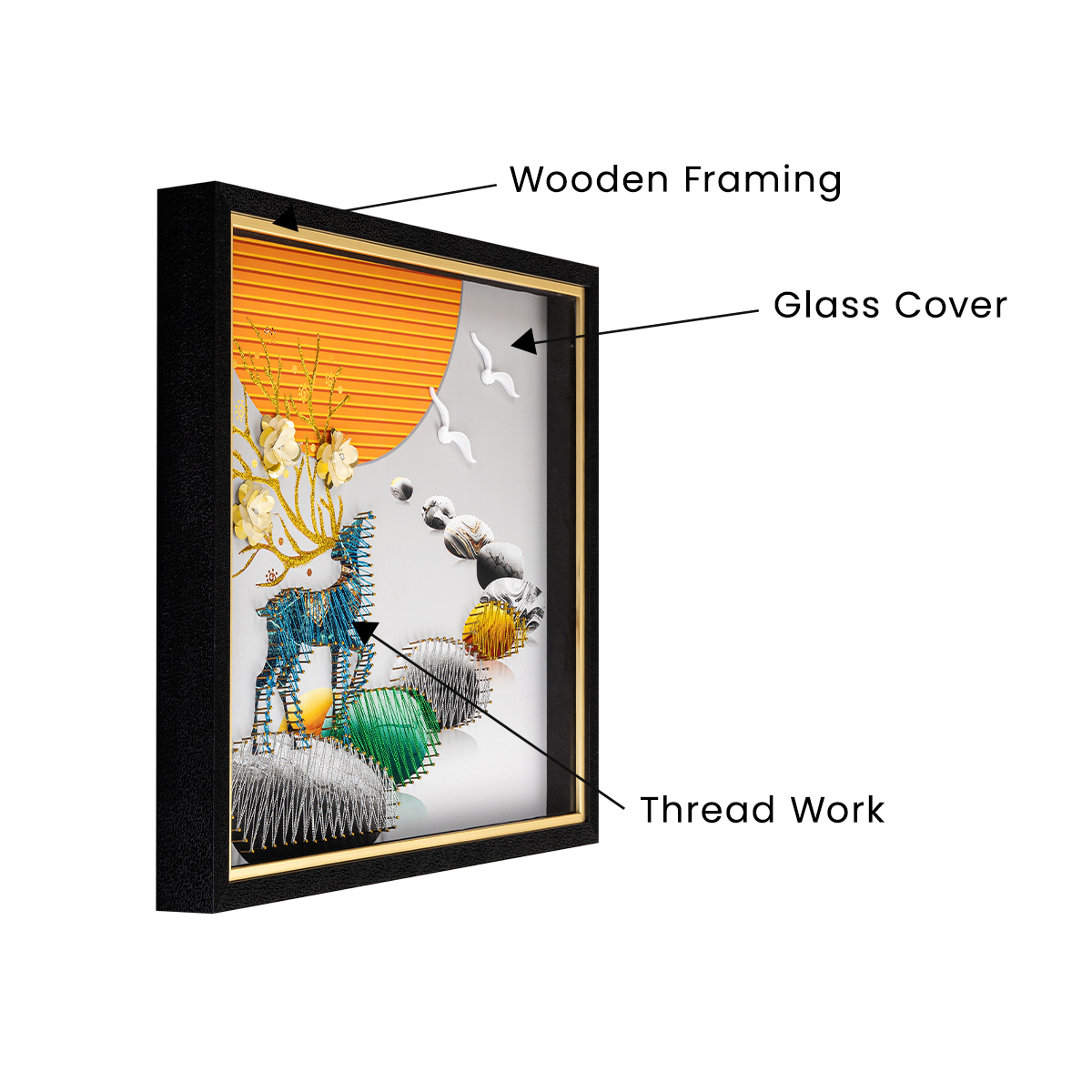Deer Haven Thread Art Wall Decoration Shadow Box | Dekor Company