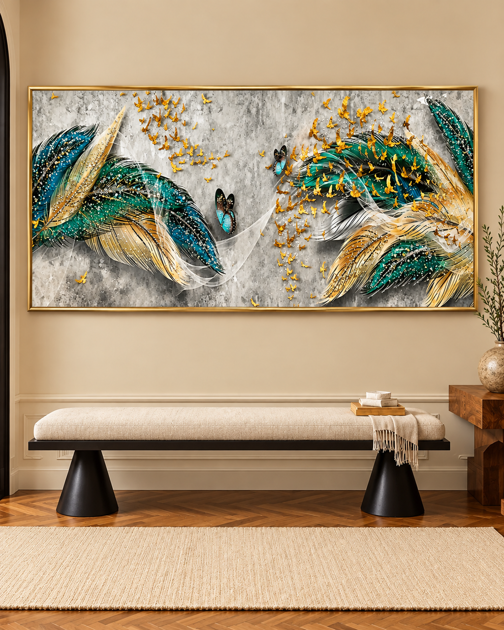 Aurora Wings Crystal Glass Wall Art Paintings