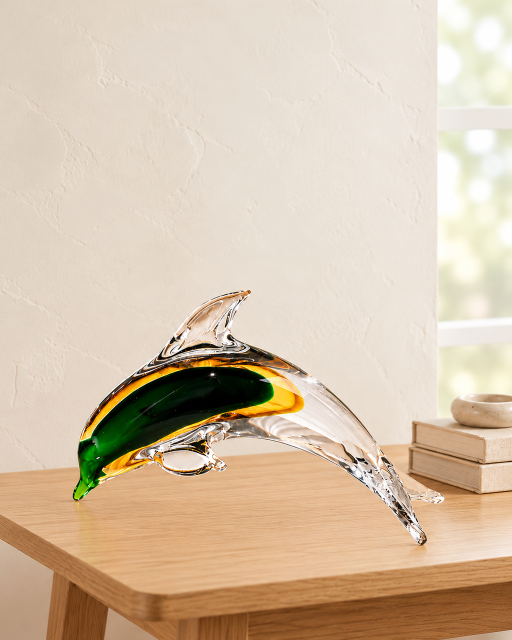Ocean Leap Glass Dolphin Handblown Glass Showpiece & Items for Room Decoration