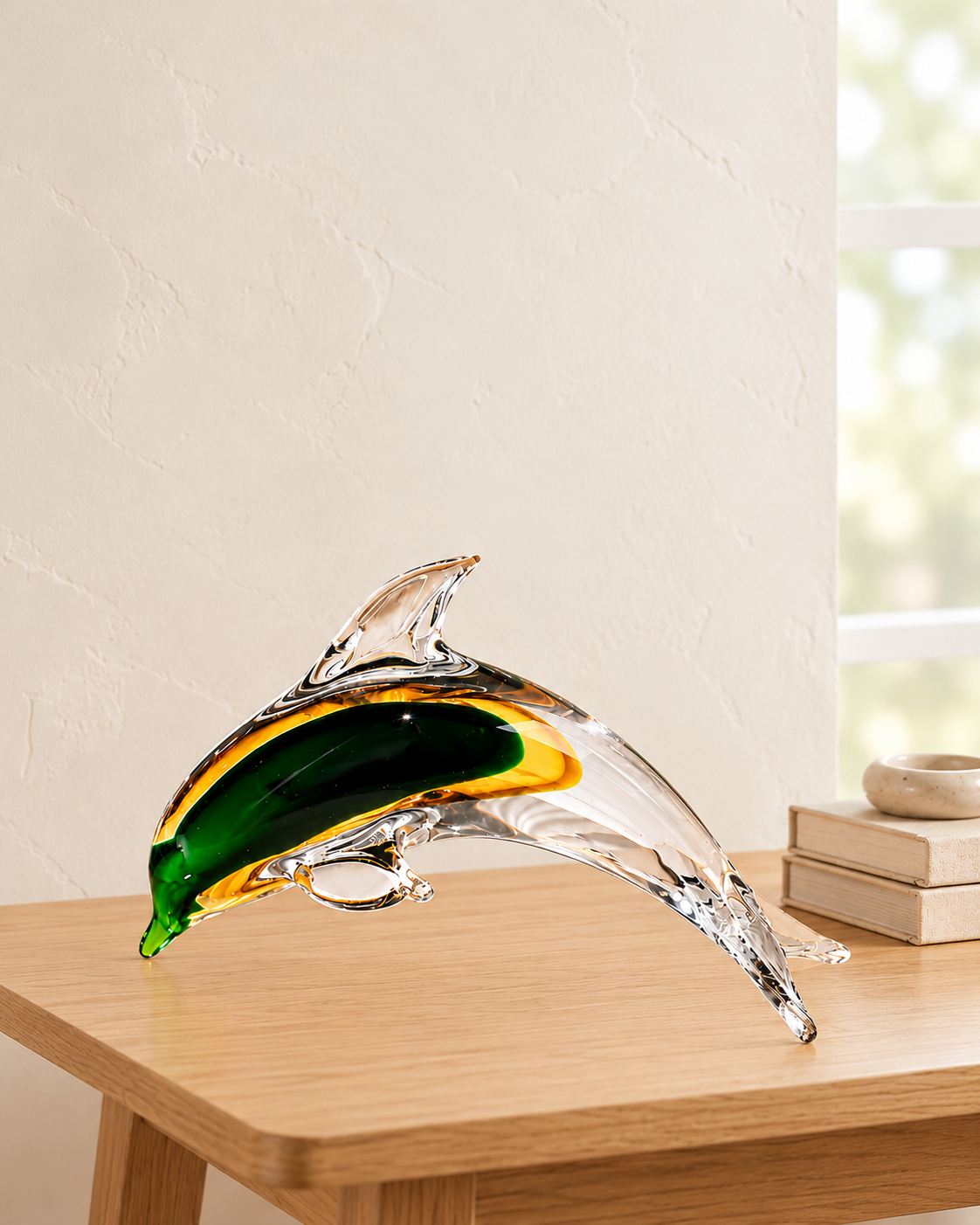 Ocean Leap Glass Dolphin Handblown Glass Showpiece & Items for Room Decoration