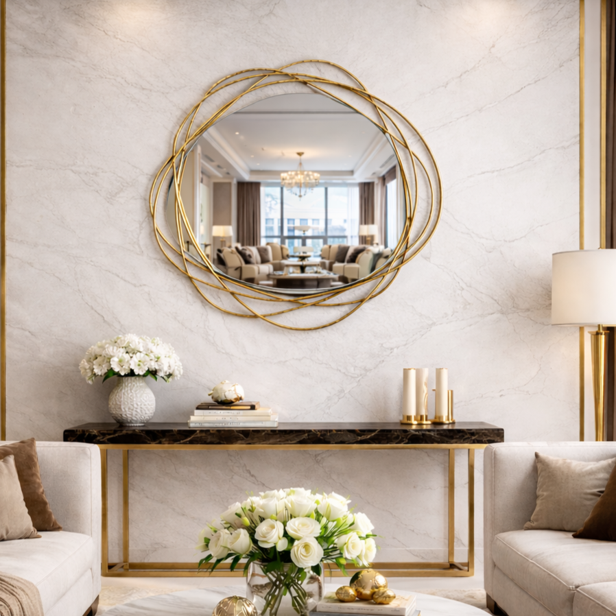 Designer Modern Metal Tube Decorative Wall Mirror